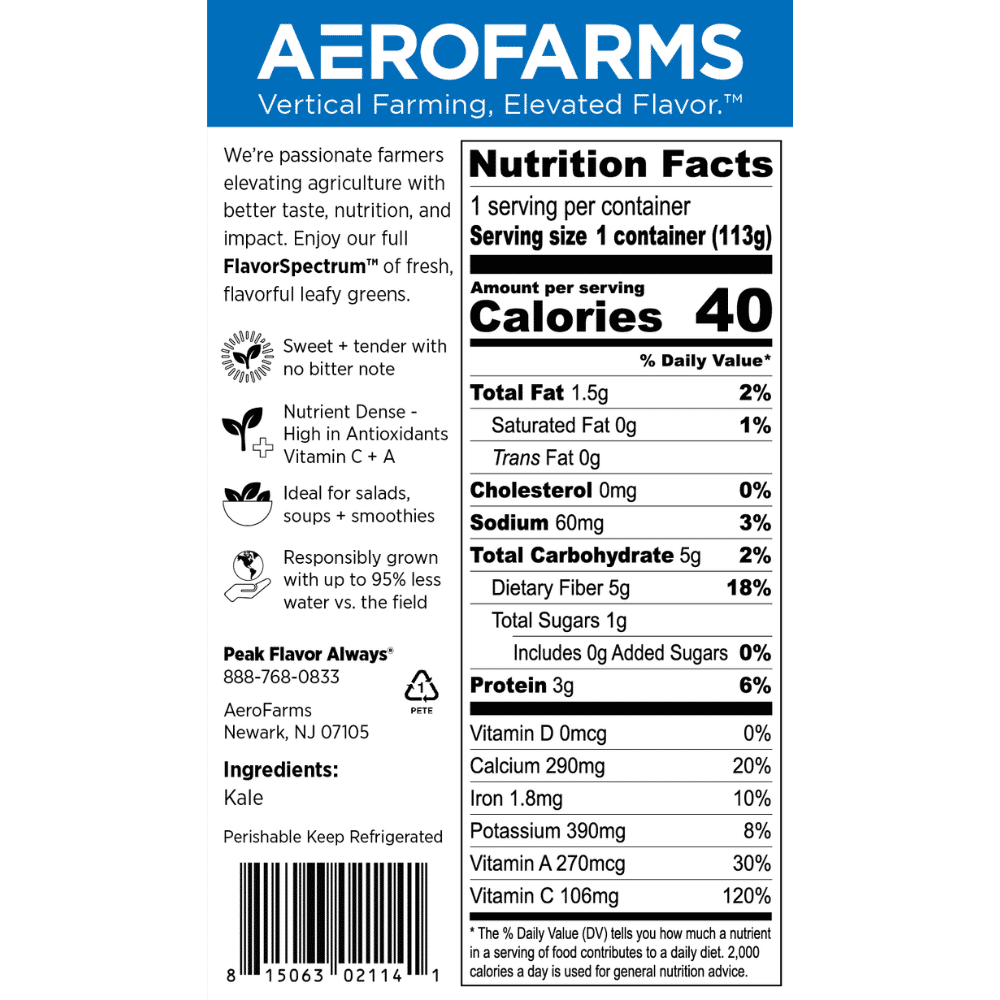 AeroFarms Baby Kale Freshly Grown Indoors with No Pesticides